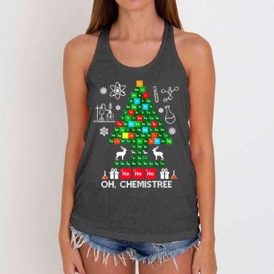 Science Christmas Shirt Oh Chemist Tree Chemistree Women's Knotted Racerback Tank