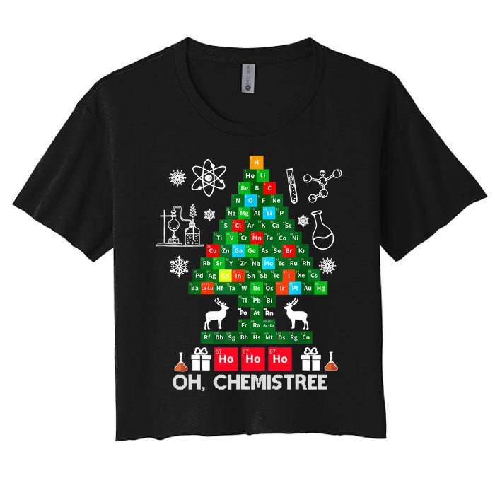 Science Christmas Shirt Oh Chemist Tree Chemistree Women's Crop Top Tee