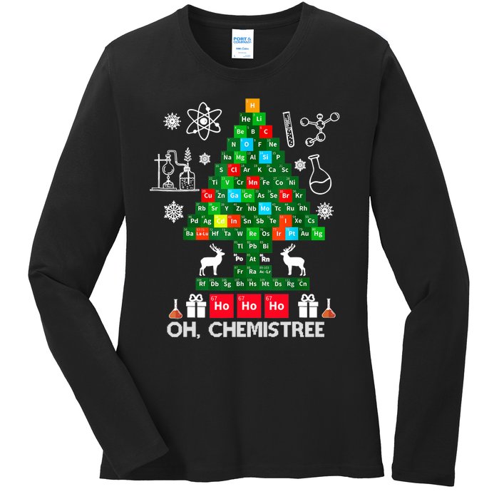 Science Christmas Shirt Oh Chemist Tree Chemistree Ladies Long Sleeve Shirt