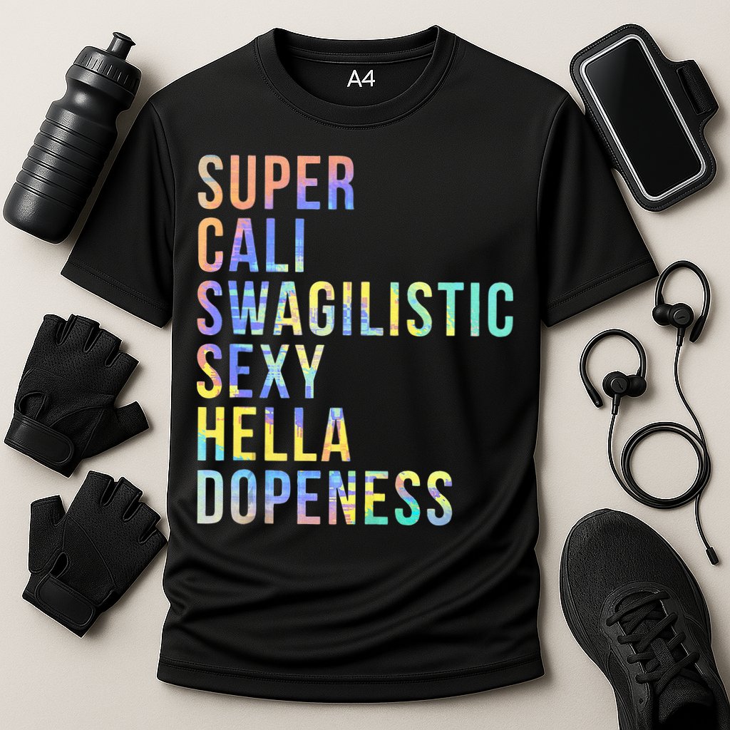 Super Cali Swagilistic Sexy Hella Dopeness Tie Dye Cooling Performance Crew T-Shirt