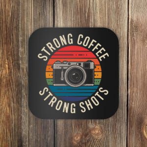 Strong Coffee Strong Shots Retro Camera Photographer Coaster