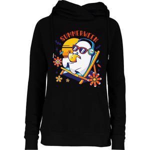 Summerween Cute Spooky Summer Ghost Halloween Lover Gift Womens Funnel Neck Pullover Hood