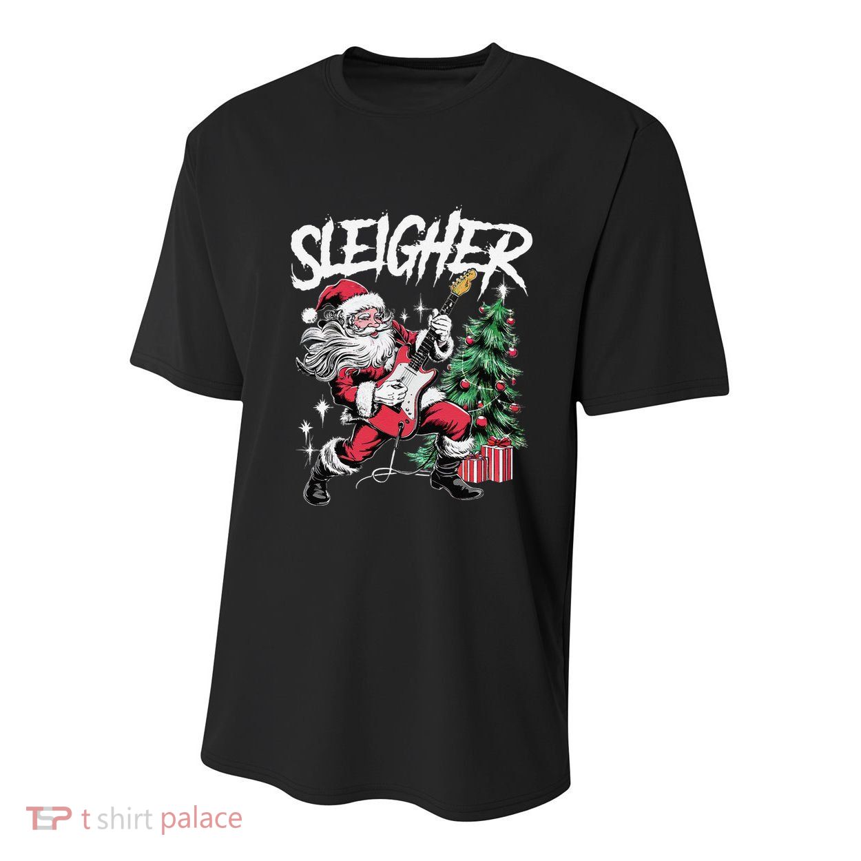 Sleigher Christmas Santa Playing Guitar Youth Performance Sprint T-Shirt