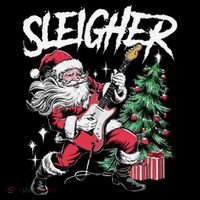 Sleigher Christmas Santa Playing Guitar Kids T-Shirt