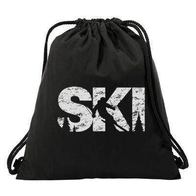 Ski Cool Skiing Freeski Style Alpine Skier Gift Drawstring Bag