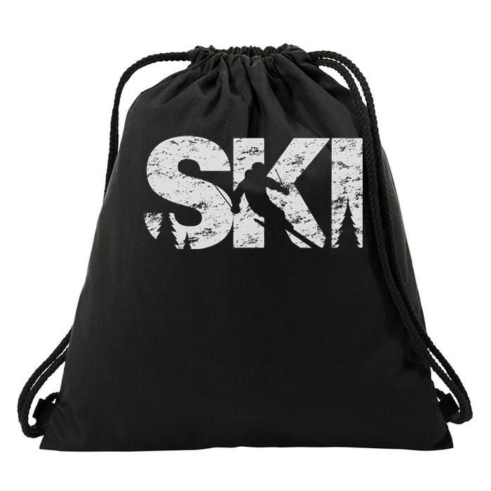 Ski Cool Skiing Freeski Style Alpine Skier Gift Drawstring Bag