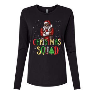 Santa Christmas Squad Black African American Pajamas Womens Cotton Relaxed Long Sleeve T-Shirt