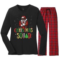 Santa Christmas Squad Black African American Pajamas Women's Long Sleeve Flannel Pajama Set 