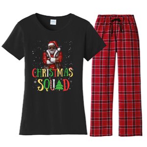 Santa Christmas Squad Black African American Pajamas Women's Flannel Pajama Set