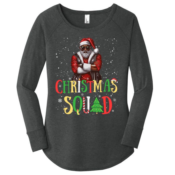 Santa Christmas Squad Black African American Pajamas Women's Perfect Tri Tunic Long Sleeve Shirt