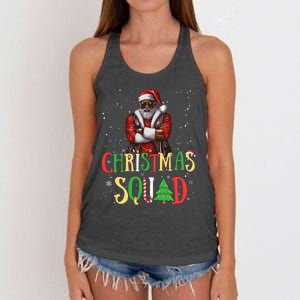 Santa Christmas Squad Black African American Pajamas Women's Knotted Racerback Tank