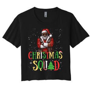 Santa Christmas Squad Black African American Pajamas Women's Crop Top Tee