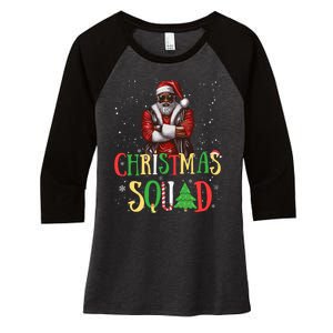 Santa Christmas Squad Black African American Pajamas Women's Tri-Blend 3/4-Sleeve Raglan Shirt