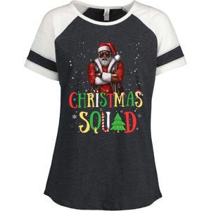 Santa Christmas Squad Black African American Pajamas Enza Ladies Jersey Colorblock Tee