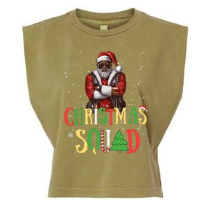 Santa Christmas Squad Black African American Pajamas Garment-Dyed Women's Muscle Tee