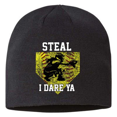 Softball Catcher Steal I Dare Ya Funny Player Sustainable Beanie