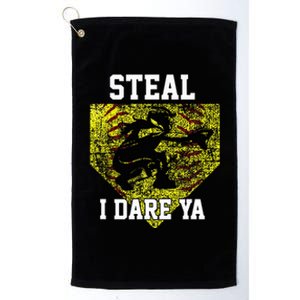 Softball Catcher Steal I Dare Ya Funny Player Platinum Collection Golf Towel