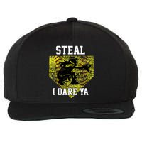 Softball Catcher Steal I Dare Ya Funny Player Wool Snapback Cap