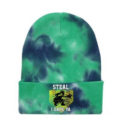 Softball Catcher Steal I Dare Ya Funny Player Tie Dye 12in Knit Beanie