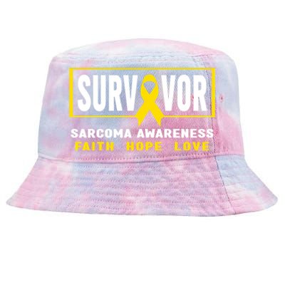 Sarcoma Cancer Survivor Yellow Ribbon Sarcoma Awareness Gift Tie-Dyed Bucket Hat