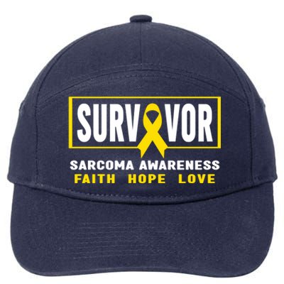 Sarcoma Cancer Survivor Yellow Ribbon Sarcoma Awareness Gift 7-Panel Snapback Hat