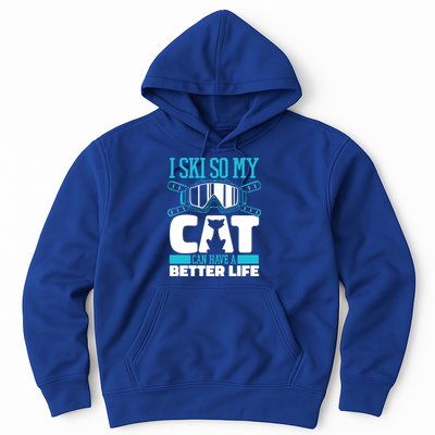 Skiing Cat Ski Gift Winter Sports Skier Gift Hoodie