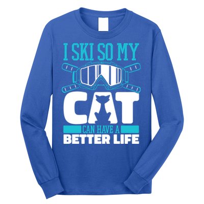 Skiing Cat Ski Gift Winter Sports Skier Gift Long Sleeve Shirt