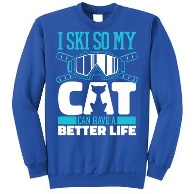 Skiing Cat Ski Gift Winter Sports Skier Gift Sweatshirt