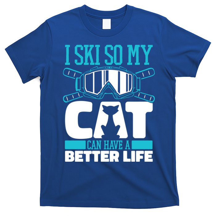 Skiing Cat Ski Gift Winter Sports Skier Gift T-Shirt