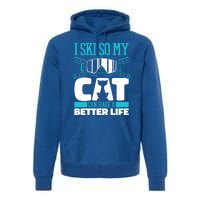 Skiing Cat Ski Gift Winter Sports Skier Gift Premium Hoodie