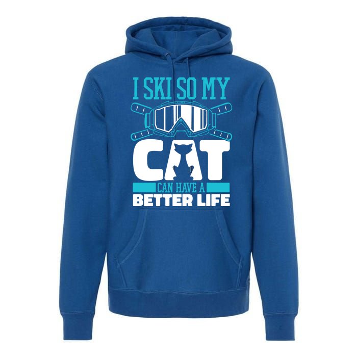 Skiing Cat Ski Gift Winter Sports Skier Gift Premium Hoodie