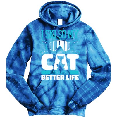 Skiing Cat Ski Gift Winter Sports Skier Gift Tie Dye Hoodie