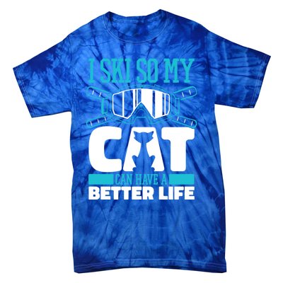 Skiing Cat Ski Gift Winter Sports Skier Gift Tie-Dye T-Shirt