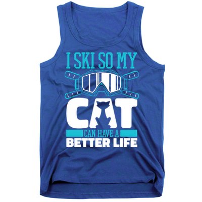 Skiing Cat Ski Gift Winter Sports Skier Gift Tank Top