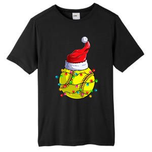 Softball Christmas Santa Hat Funny Softball Xmas Holiday Gift Tall Fusion ChromaSoft Performance T-Shirt