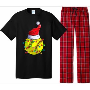 Softball Christmas Santa Hat Funny Softball Xmas Holiday Gift Pajama Set