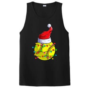 Softball Christmas Santa Hat Funny Softball Xmas Holiday Gift PosiCharge Competitor Tank