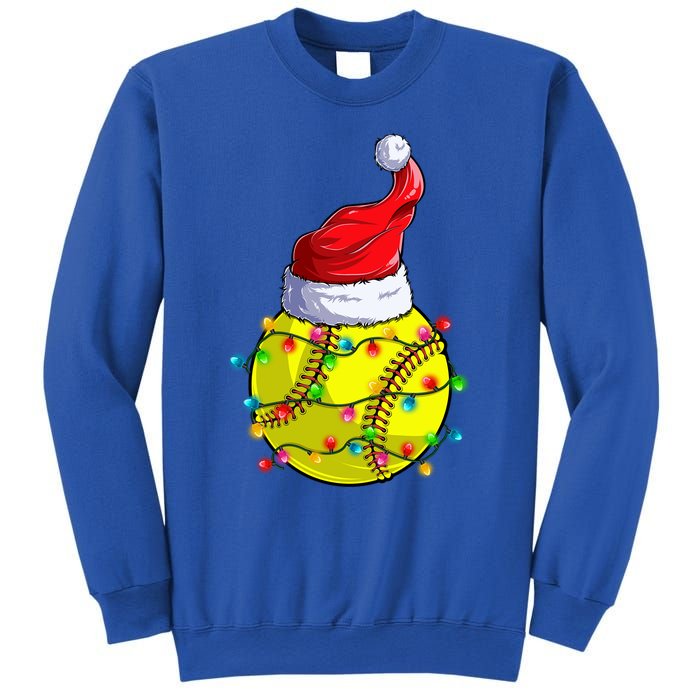 Softball Christmas Santa Hat Funny Softball Xmas Holiday Gift Sweatshirt