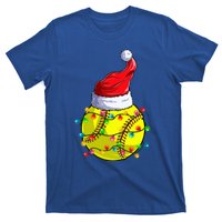 Softball Christmas Santa Hat Funny Softball Xmas Holiday Gift T-Shirt