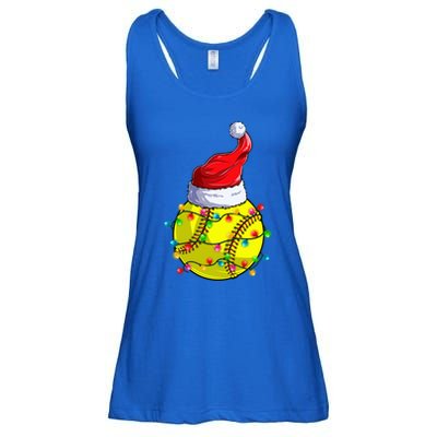Softball Christmas Santa Hat Funny Softball Xmas Holiday Gift Ladies Essential Flowy Tank