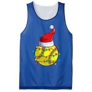 Softball Christmas Santa Hat Funny Softball Xmas Holiday Gift Mesh Reversible Basketball Jersey Tank