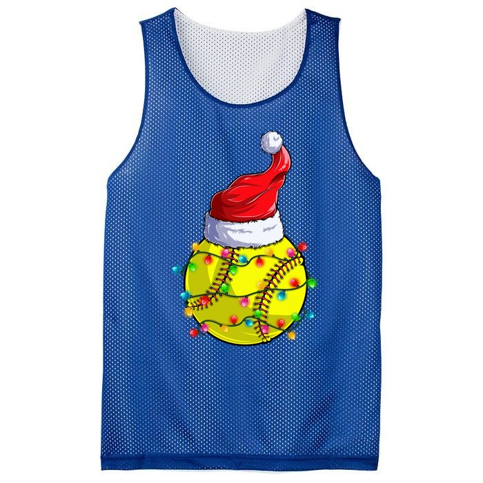 Softball Christmas Santa Hat Funny Softball Xmas Holiday Gift Mesh Reversible Basketball Jersey Tank