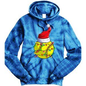 Softball Christmas Santa Hat Funny Softball Xmas Holiday Gift Tie Dye Hoodie