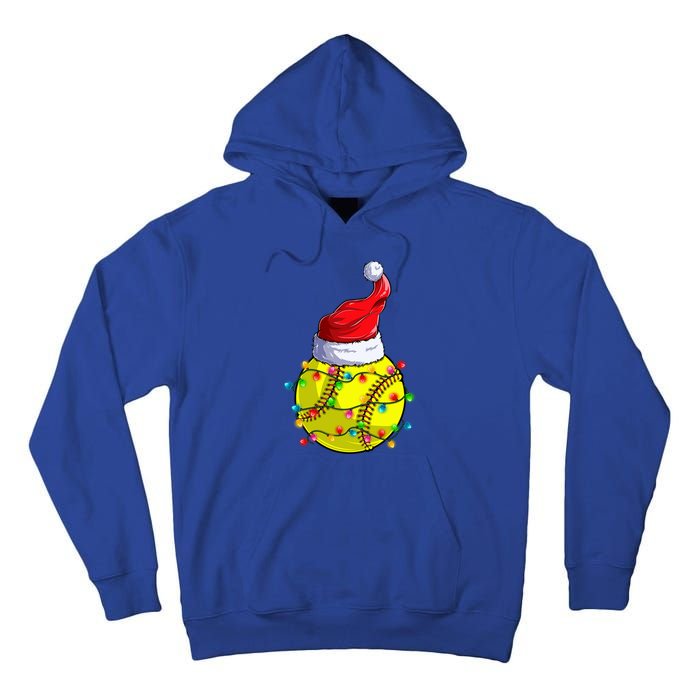 Softball Christmas Santa Hat Funny Softball Xmas Holiday Gift Tall Hoodie