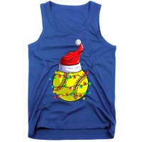 Softball Christmas Santa Hat Funny Softball Xmas Holiday Gift Tank Top