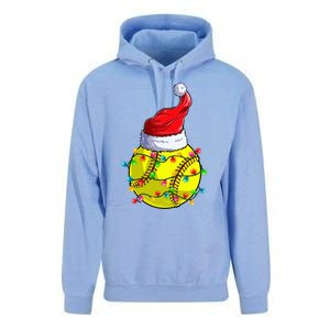 Softball Christmas Santa Hat Funny Softball Xmas Holiday Gift Unisex Surf Hoodie