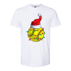 Softball Christmas Santa Hat Funny Softball Xmas Holiday Gift Softstyle CVC T-Shirt