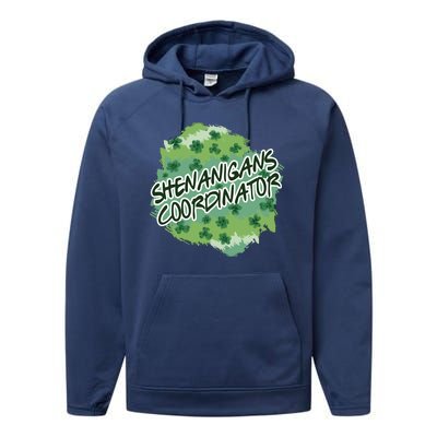 Shenanigans Coordinator St Patricks Day Clovers And Shamrocks Performance Fleece Hoodie