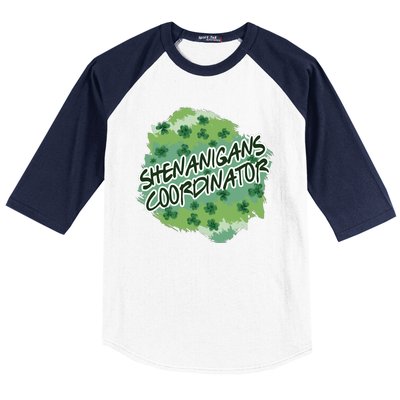 Shenanigans Coordinator St Patricks Day Clovers And Shamrocks Baseball Sleeve Shirt