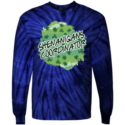 Shenanigans Coordinator St Patricks Day Clovers And Shamrocks Tie-Dye Long Sleeve Shirt